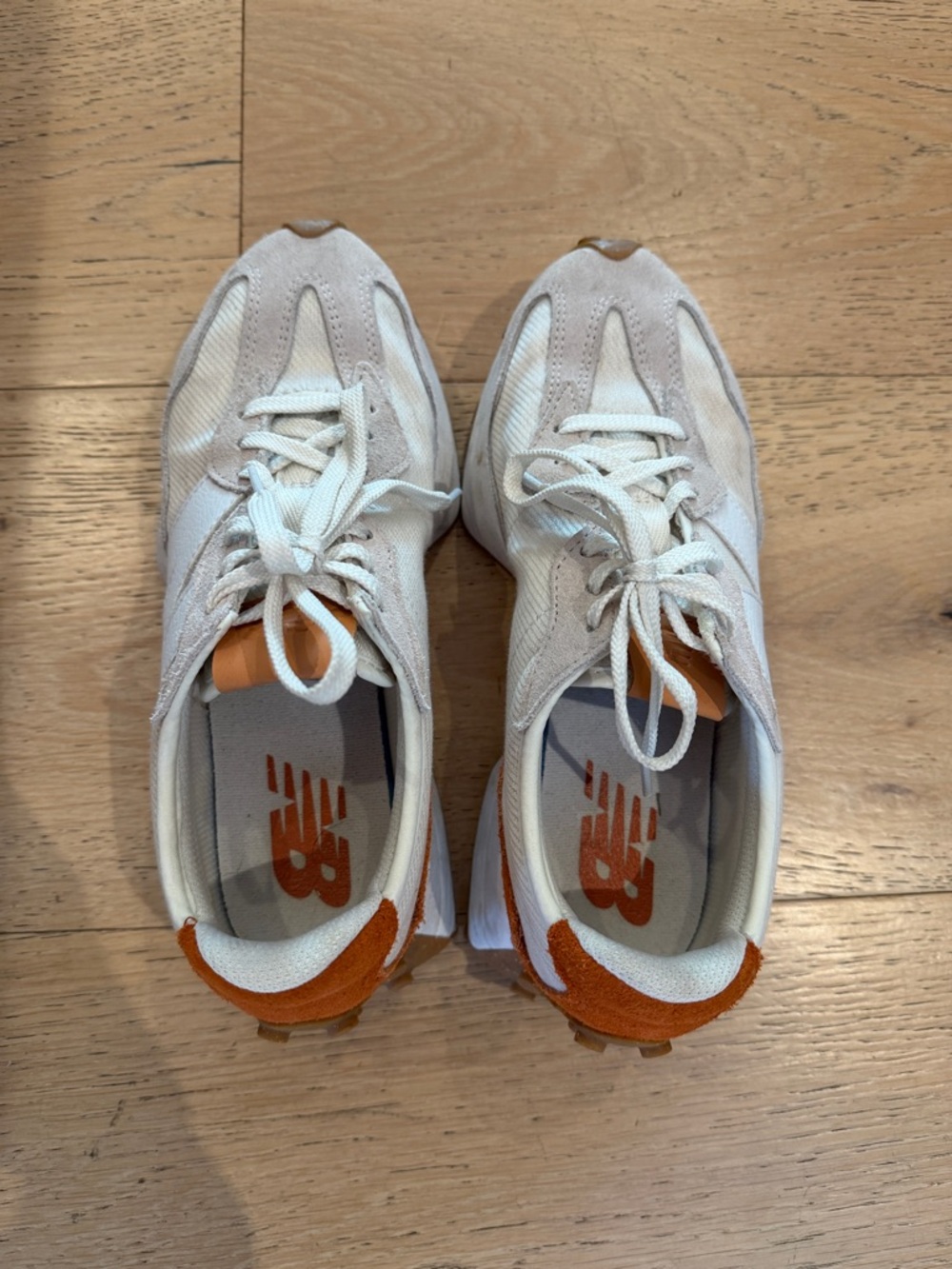 New Balance White & Orange Low-Profile Retro Runners